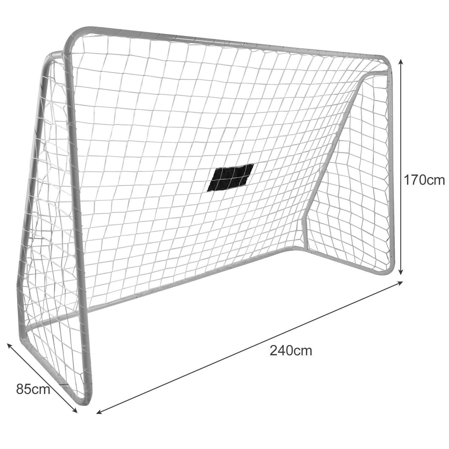 Porta da Calcio Grande 240×170×85 cm TRIZAND con Telo Bersaglio, Tubi Acciaio Ø32 mm, Rete PE Fitta, Montaggio a Scatto