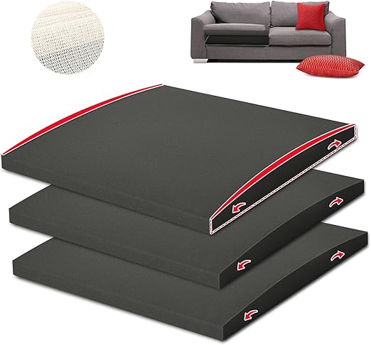 HAVARGO Couch Cushion Support for Sagging Seat 20X20X2 Inches Couch Supports for Sagging Cushions, High Density Foam Sofa Cushion Support Dark Grey Set of 3