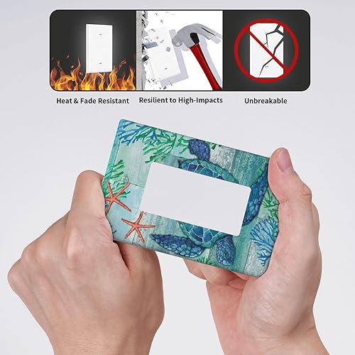 Miniatura 4 de Placas de interruptor de luz basculante individual de tortuga marina, estrellas de mar y océano, cubiertas de salida de 1 pandilla, placa de pared