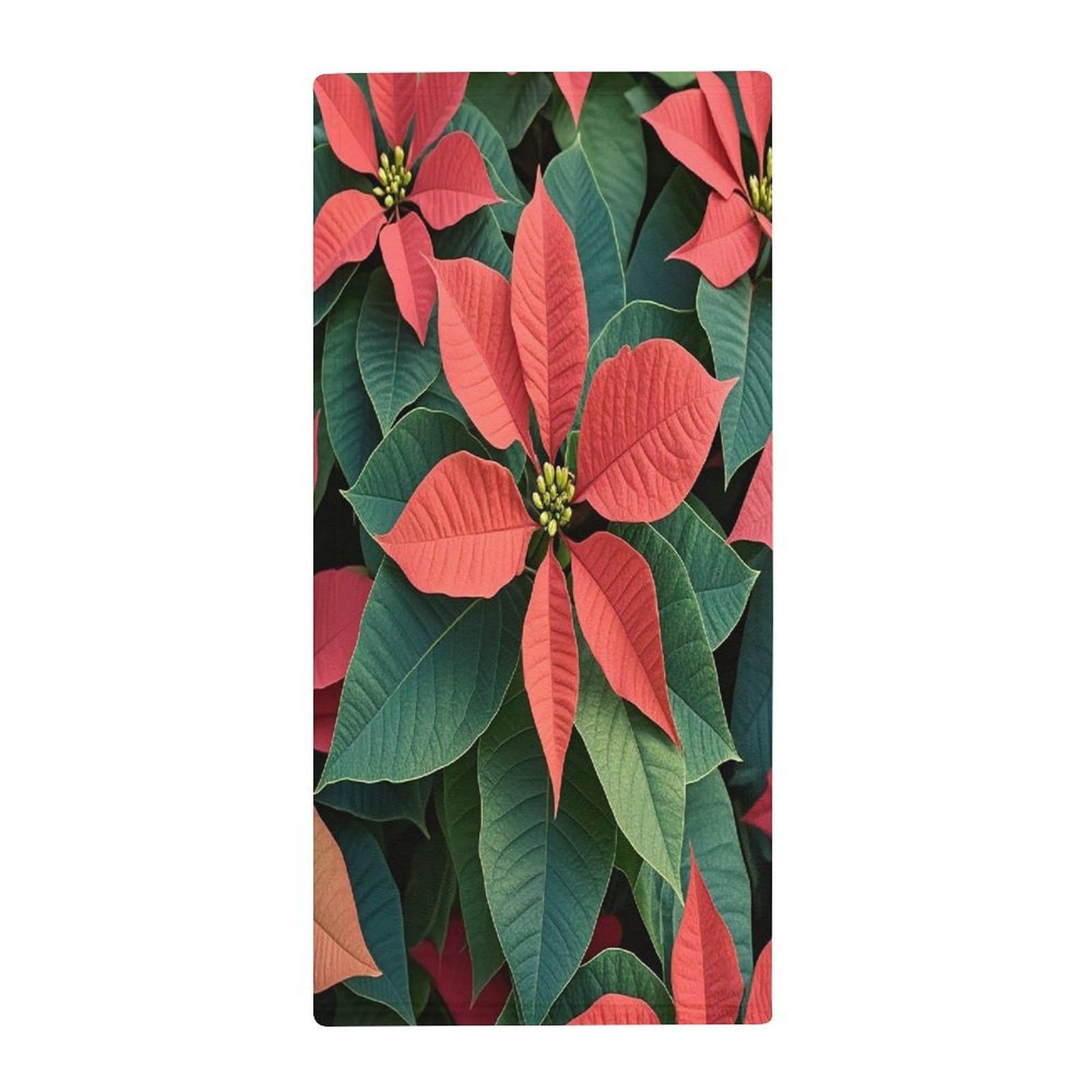 FekiLoot Poinsettia Hand Towels Coral Velvet Highly Absorbent Towel,Classic Luxury Printed Hand Towels Soft Hands Face Towel for Bathroom Kitchen Salon Workout 13.8 X 28.7 in