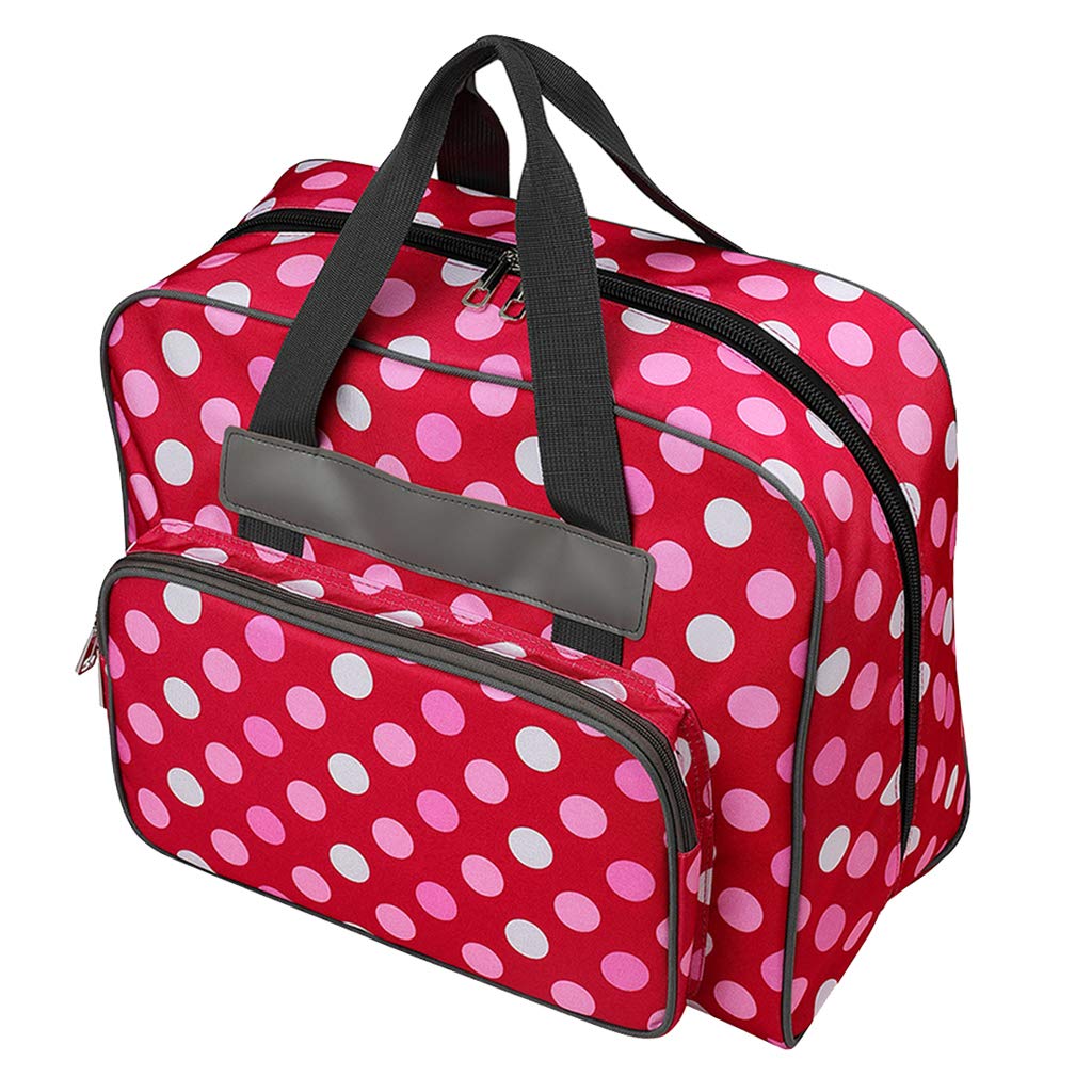 Bolsa multifuncional de gran capacidad para máquina de coser, almacenamiento portátil de viaje, Red, 48x24x31.8cm