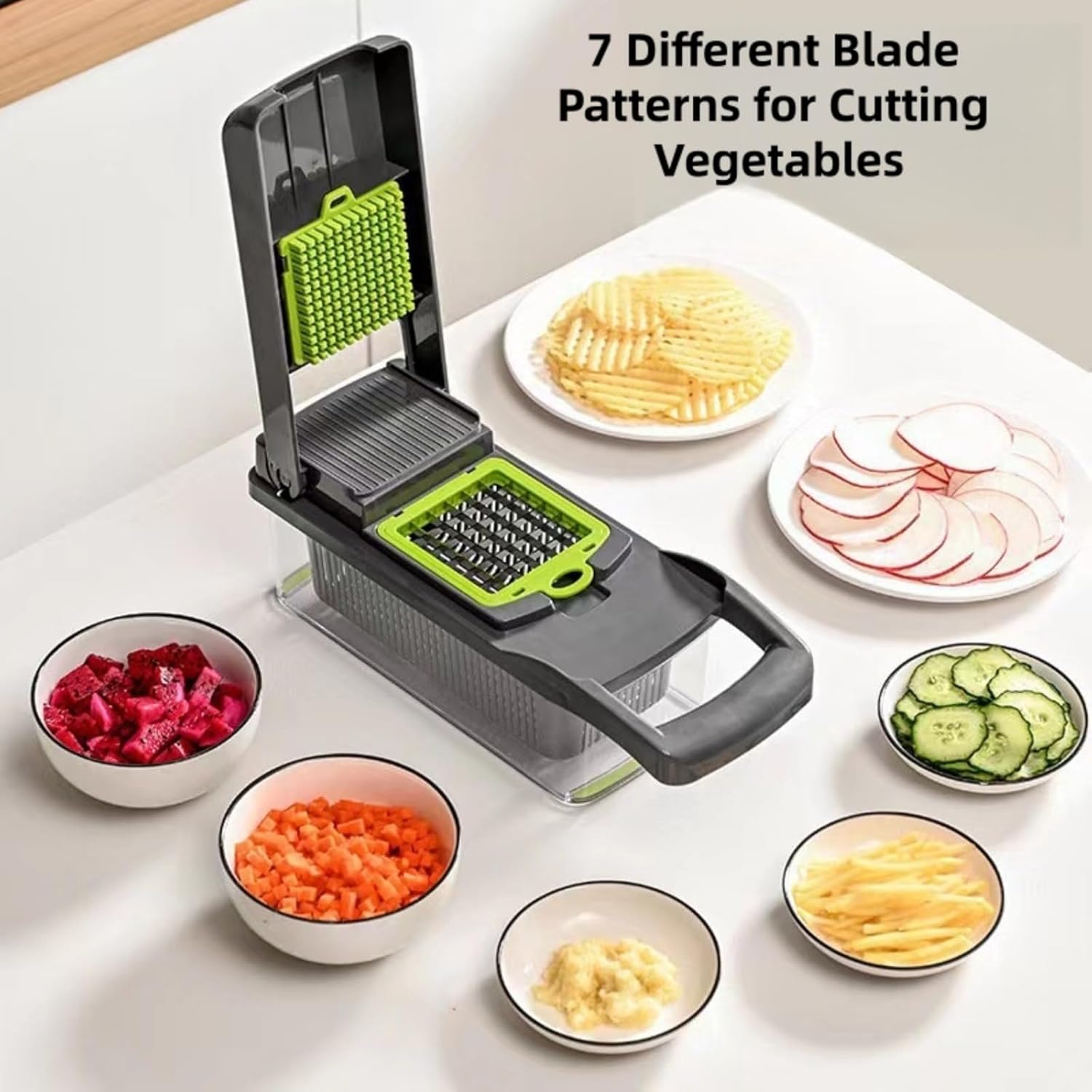 16-piece vegetable chopper | 3-second food processor suitable for family and baby food | Multi-functional slicer, dicer, grater | Easy to clean (suitable for parents/elderly people/beginners)