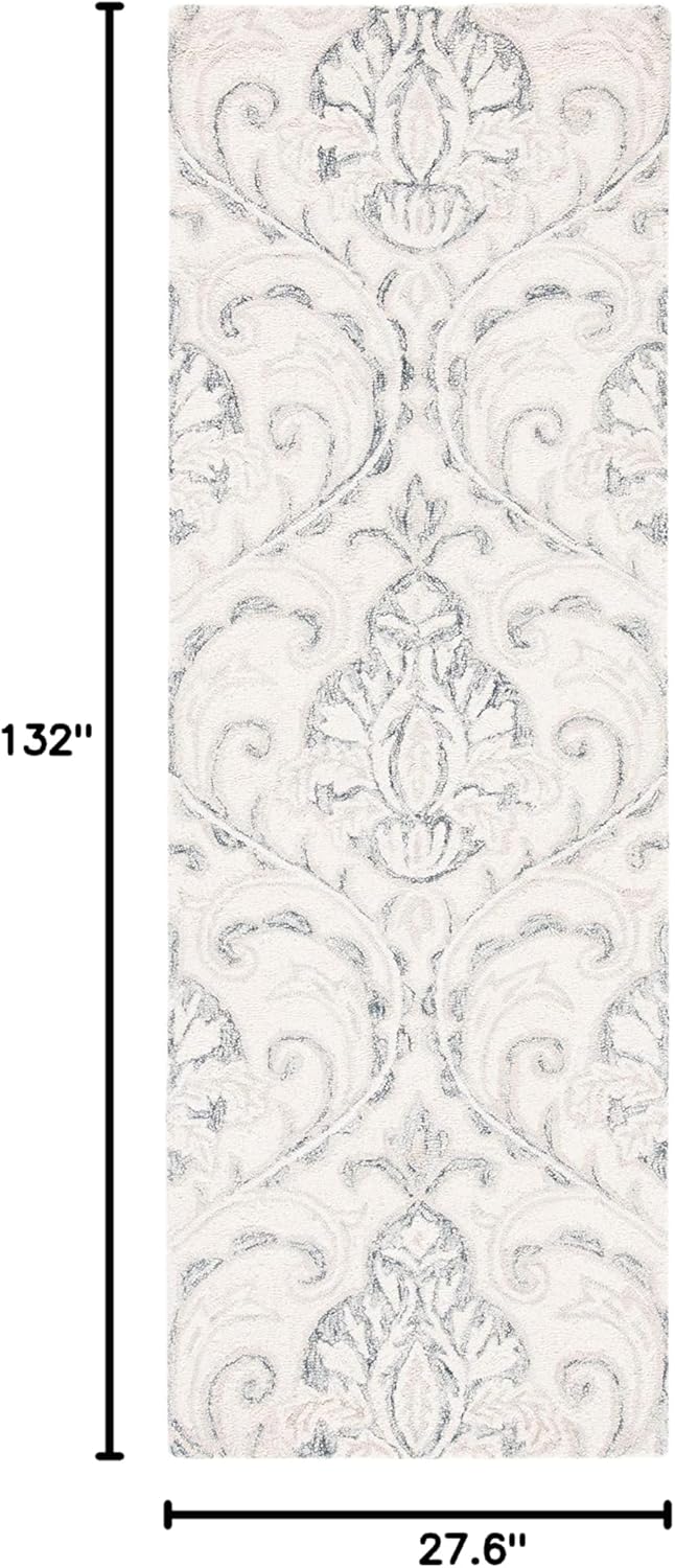 Elegant Ivory Wool 2'3" x 11' Hand-Tufted Non-Slip Runner Rug