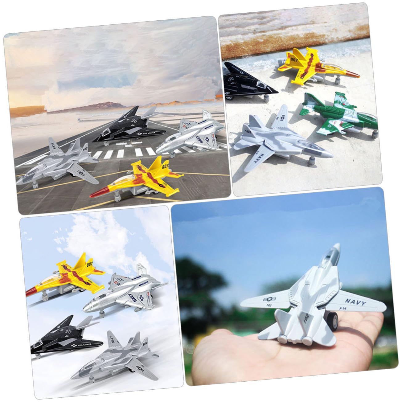4 Piezas de Juguetes de Aviones de Aleación Motor de Fricción para Niños, Mejora Habilidades Cognitivas, Adecuado para Colección y Obsequio de Navidad