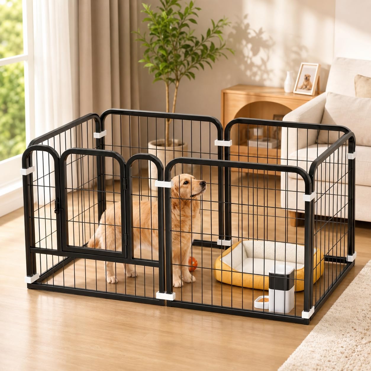 Dog Playpen for Puppy Exercise Indoor Pet Fence 6 Panels Metal Foldable Animal Enclosure for Training and Sleeping in Living Room Kitchen for Small Dogs Puppies and Kittens — image 1