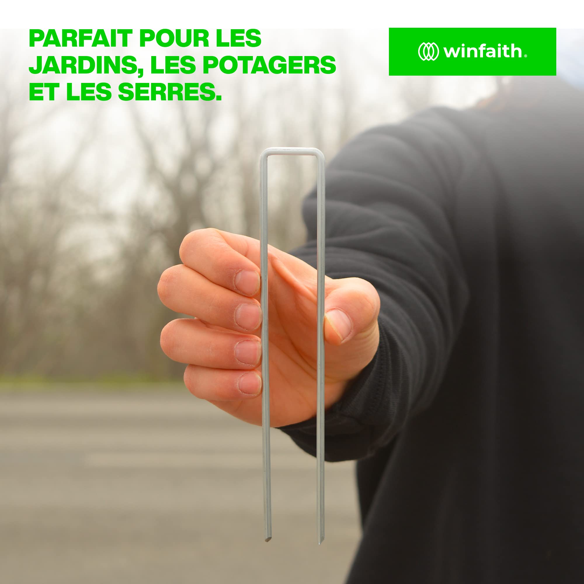 Winfaith Piquets de Paillage Pièces 100 Made in Italy Fil Ø4 en Acier en 10204 3.1 Galvanisé à Chaud – Inoxydable Jardin Gazon Artificiel Accroche - Mesures mm H200 x L30 x D4