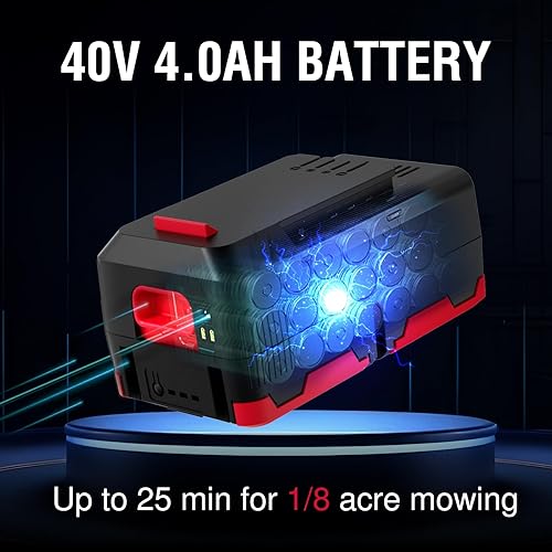 Miniatura 4 de PowerSmart Cortacésped inalámbrico de 40 V y 17 pulgadas, cortacésped 3 en 1 sin escobillas con batería de 4.0 Ah y cargador