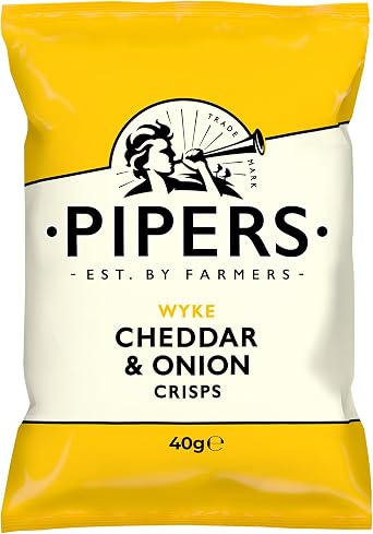 Pipers Wyke Cheddar & Onion Crisps 40g – Pack of 8