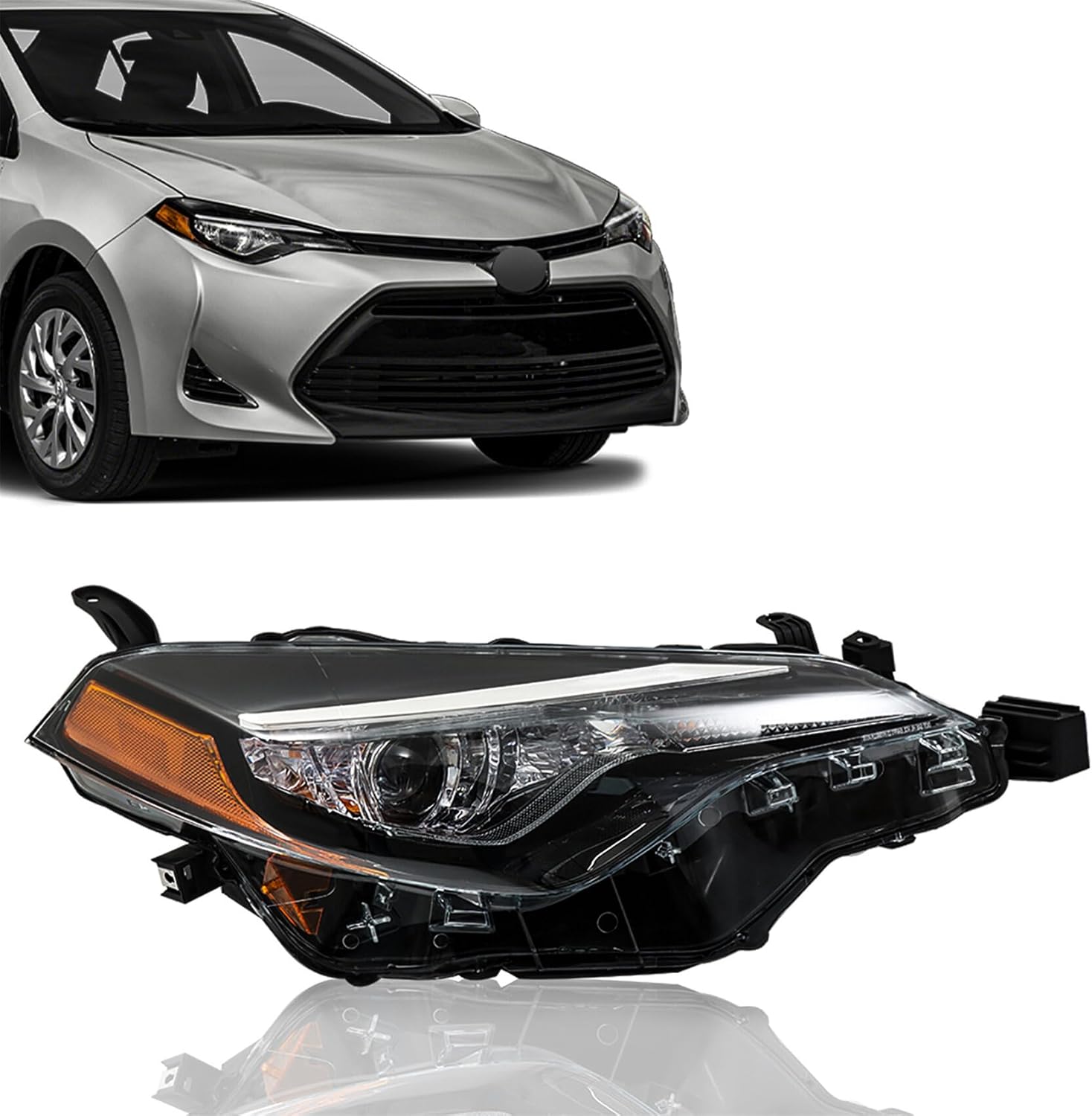 labwork headlight assembly replacement for toyota corolla l/le/le eco 2017-2019 headlamp front light for passenger side