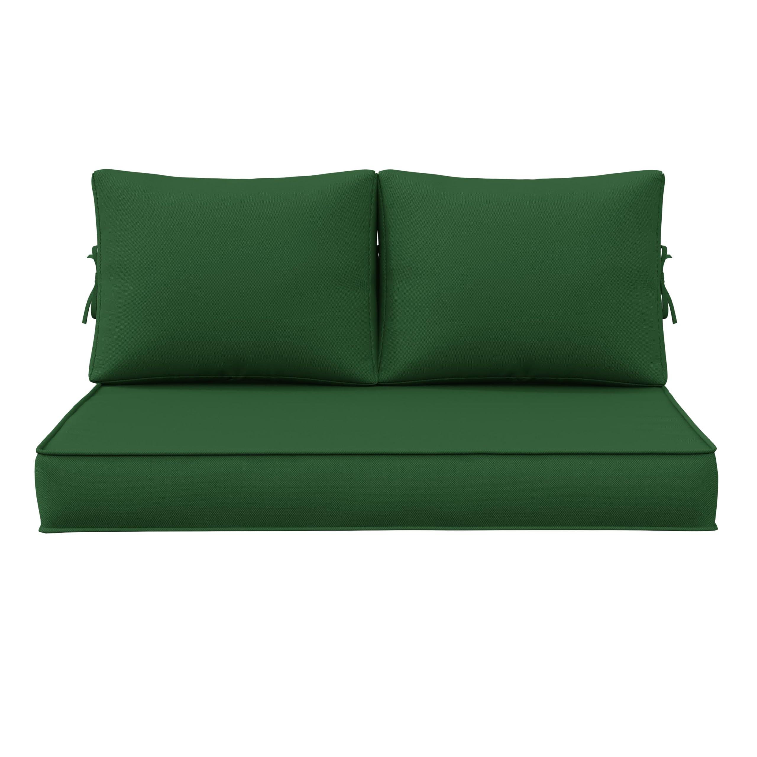 Pakunoda Outdoor Loveseat Cushion Set, 46 x 26 inch, Water Repellent, Fade Resistant, Cushion Set for Couch, Bench, and Swing 46 x 26 inch, Green
