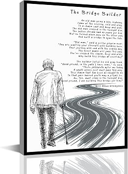 Canvas Wall Art Will Allen Dromgoole Inspirational Quote Decor, The Bridge Builder, Poetry Art Print Decor, Motivational Wall Art,Home Living Room Bedroom Office Decor8x12inch-Wooden Framed