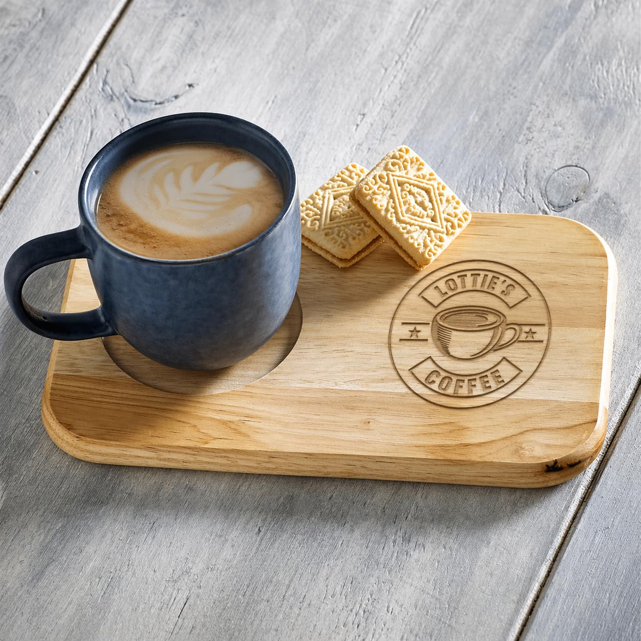 Just Giftz Personalised Tea and Biscuit Serving Board, 23 x 15 x 1.5cm