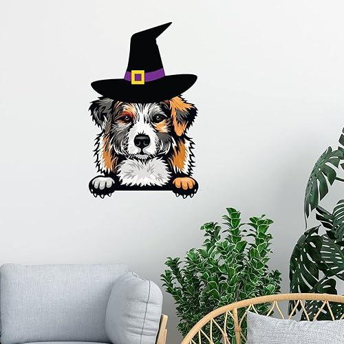 Miniatura 2 de Calcomanías de Halloween con diseño de pastor australiano, de bienvenida, de Halloween, de pastor australiano, de pared, de vinilo extraíble, para