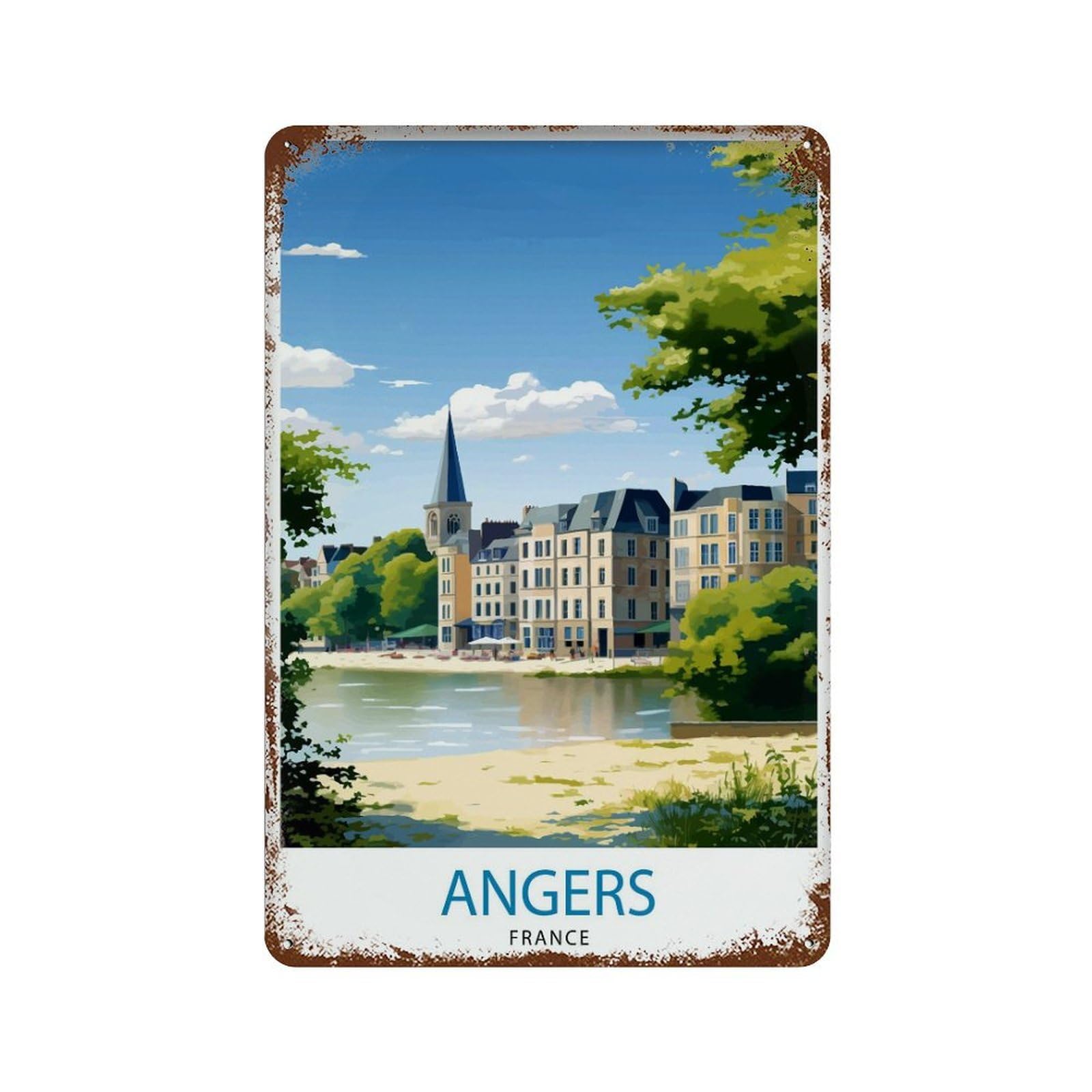 xiaoxiaoshen Angers France Travel 4 Wall Decor Art Metal Tin Poster Modern Home Decor Art Home Bar Shop Decorations Vintage Sign 30x20cm