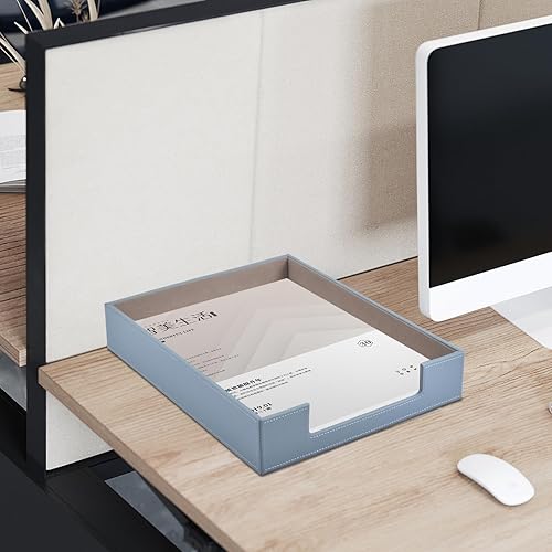 Miniatura 8 de Bandeja de cuero para cartas, bandeja apilable para documentos, organizador de escritorio para suministros de oficina, estante de papel A4,
