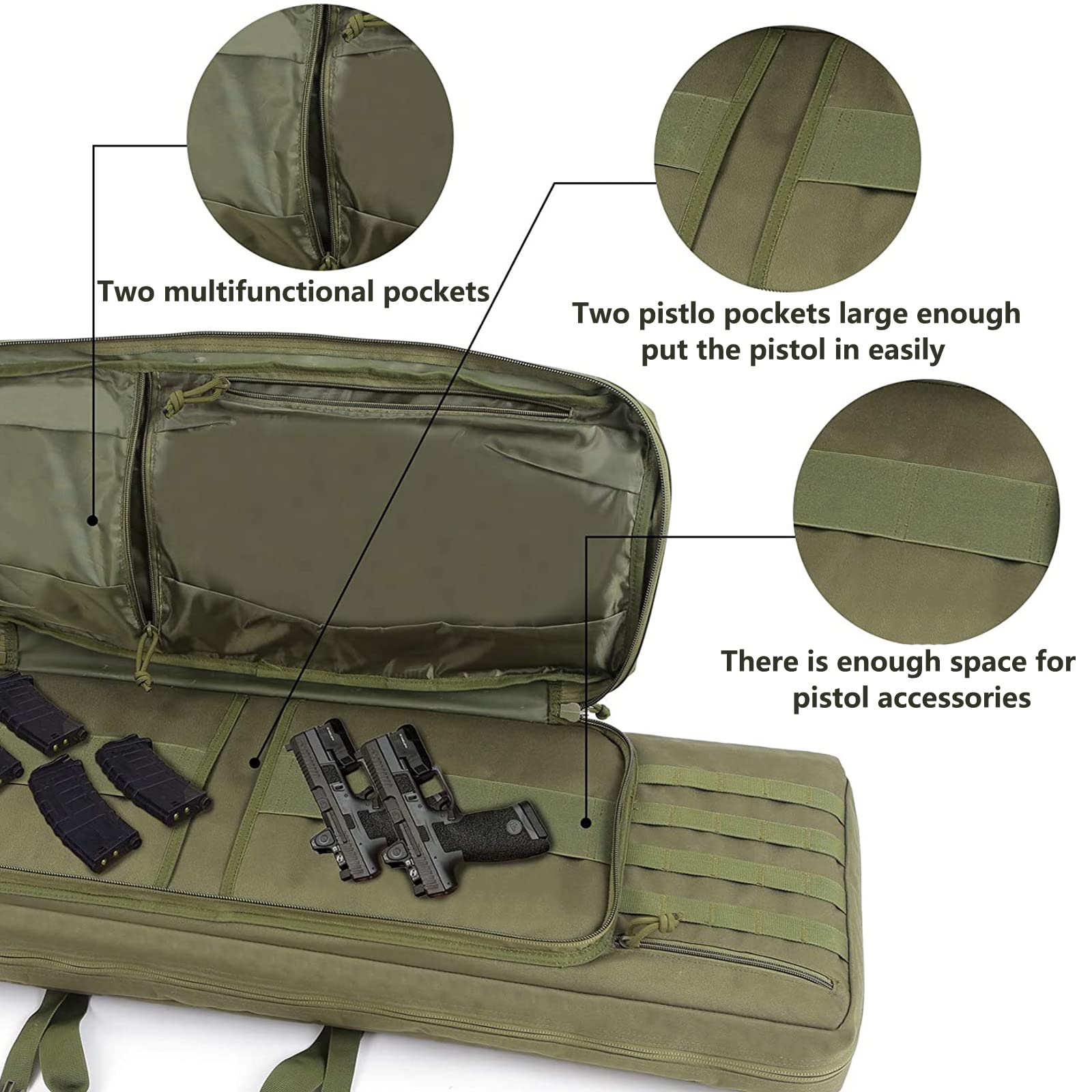 Torba na Strzelbę,Torba na Karabin Savior,Taktyczna Torba na Pistolet z Podwójnym Karabinem Torba na Długą Broń na Strzelnicę Myśliwską Przechowywanie i Transport Sportowy,118cm
