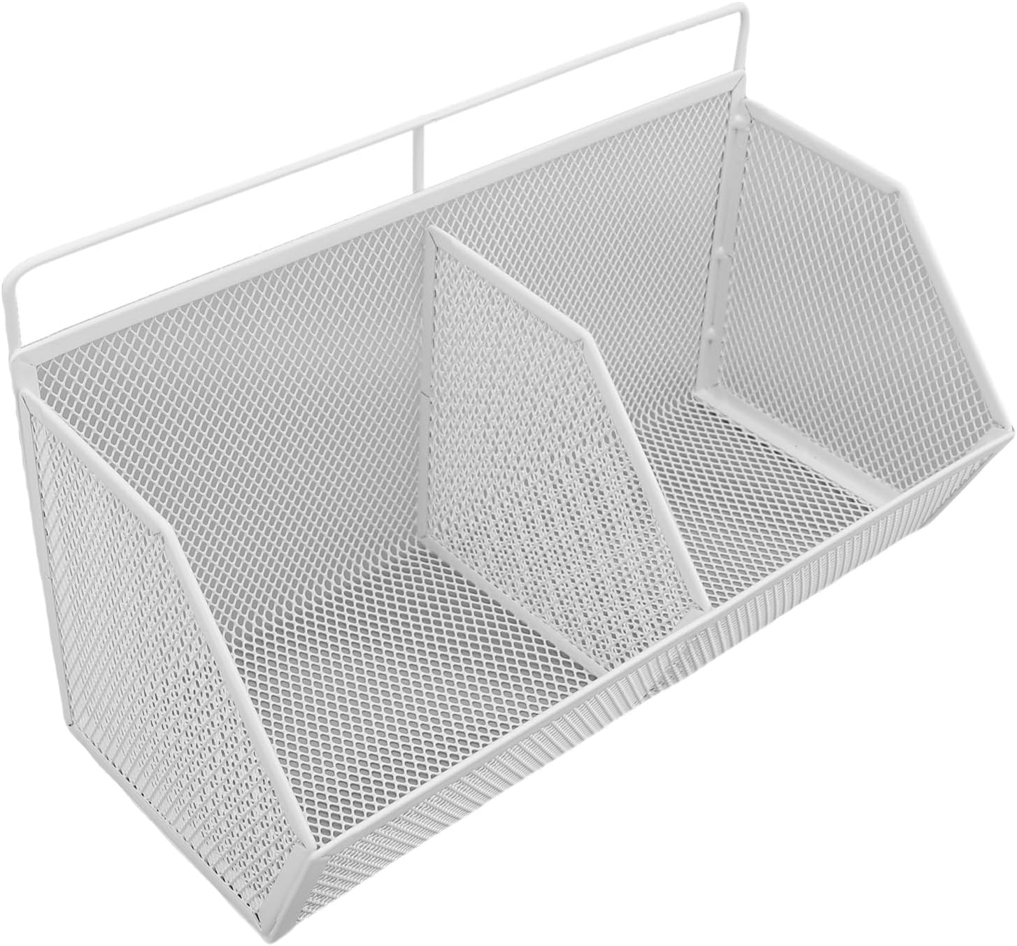 Baskets for household purposes Wall Mounted Storage Basket, Metal Hanging Organizer, Small Wire Basket for Kitchen Bedroom and Nursery (White)