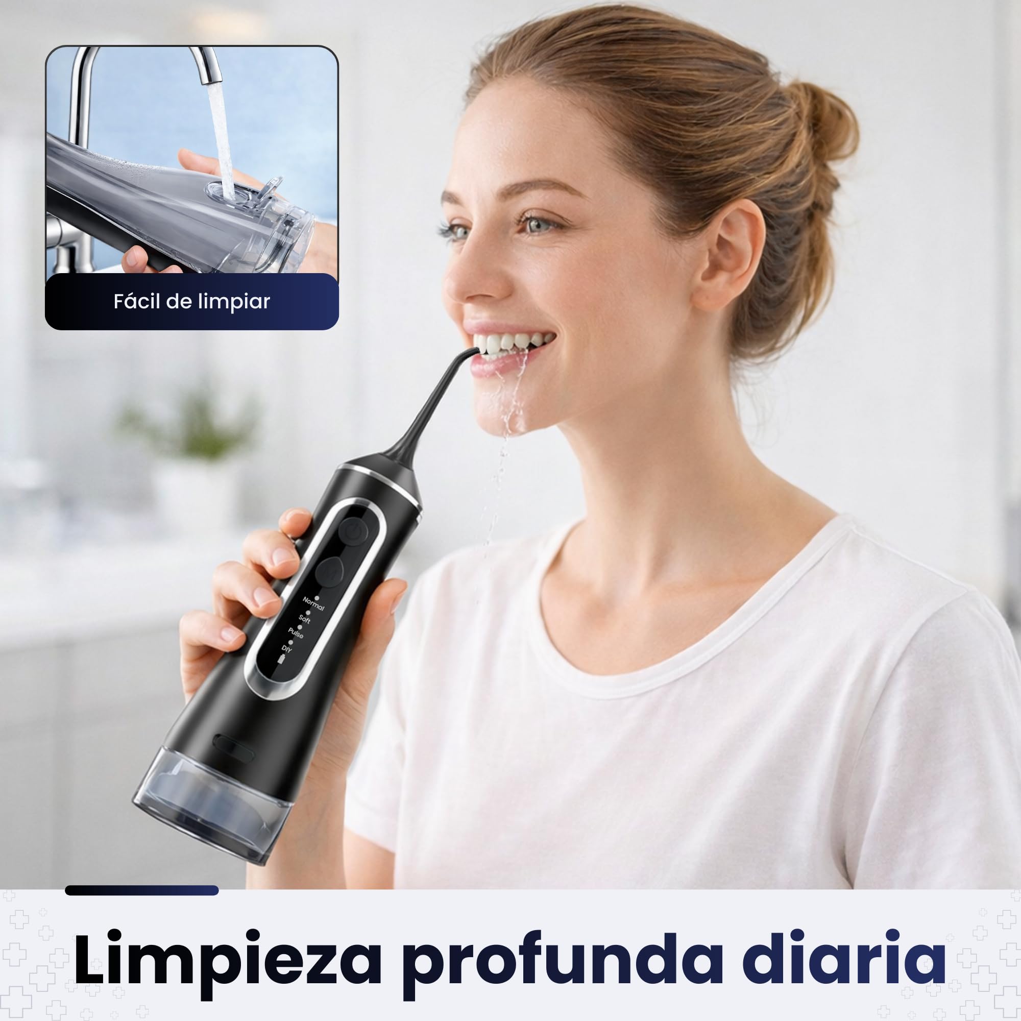 BeFit Water Flosser Portatil 320ml IPX8 4 Modos 120PSI 1400-1800/min Batería Recargable USB 1200 mAh
