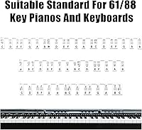 Vista 6 de Calcomanías para teclado de piano, calcomanías de teclado, calcomanías extraíbles para notas, 88 teclas, tamaño completo para principiantes y Negro