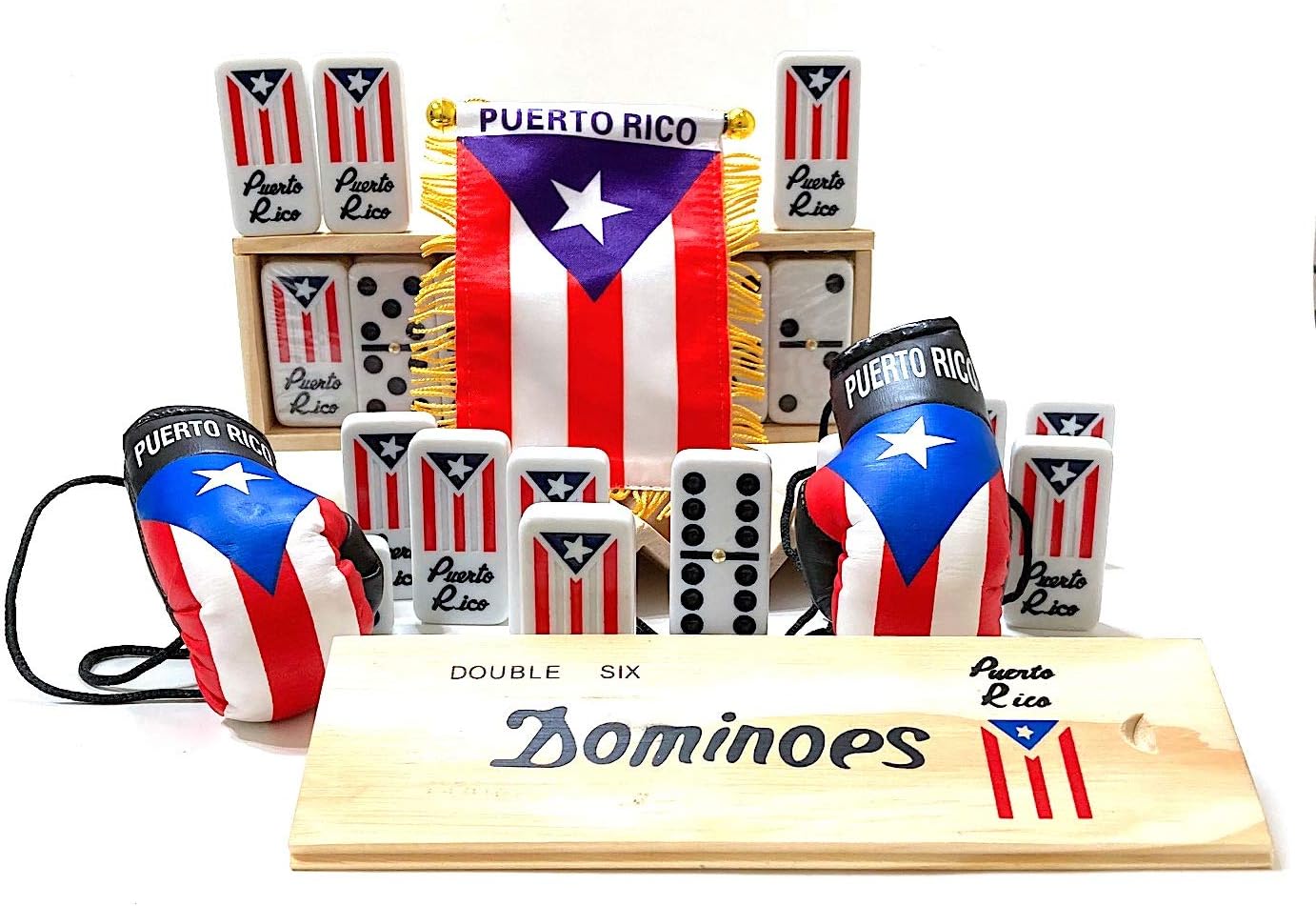 Puerto Rico Dominoes Set Domino de Puerto Rico Flag Tiles Boricua PR Puerto Rican Classic Must Have Combo Pack