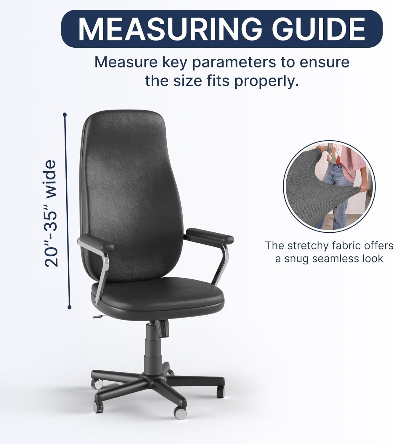 PAULATO BY GA.I.CO. Office & Gaming Chair Slipcover - Stretch Computer Desk Chair Cover with Zipper - Fabric Slipcovers - 1-Piece Form Fit Cover - Microfibra Collection - Dark Grey (Office Chairs)