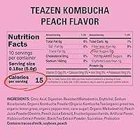 Vista 2 de TEAZEN Té de melocotón kombucha, mezcla de bebida hidratante, sin azúcar, probióticos vivos y prebióticos, 10 palitos, 1.76 onzas