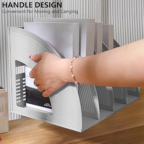 Miniatura 3 de SAYEEC Carpeta de almacenamiento para archivos, 4 compartimentos, organizador hueco de escritorio, marco de estante de archivo, marco de papel de