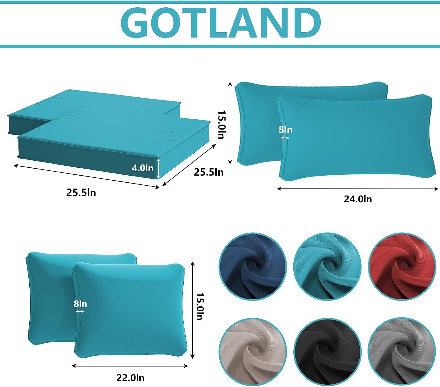 Gotland Patio Cushion Covers Replacement, Outdoor Cushion Slipcovers, Waterproof Chair Seat Cover Zipper Design,w/5 Seat Cushion Covers and 6 Backrest Pillow Covers