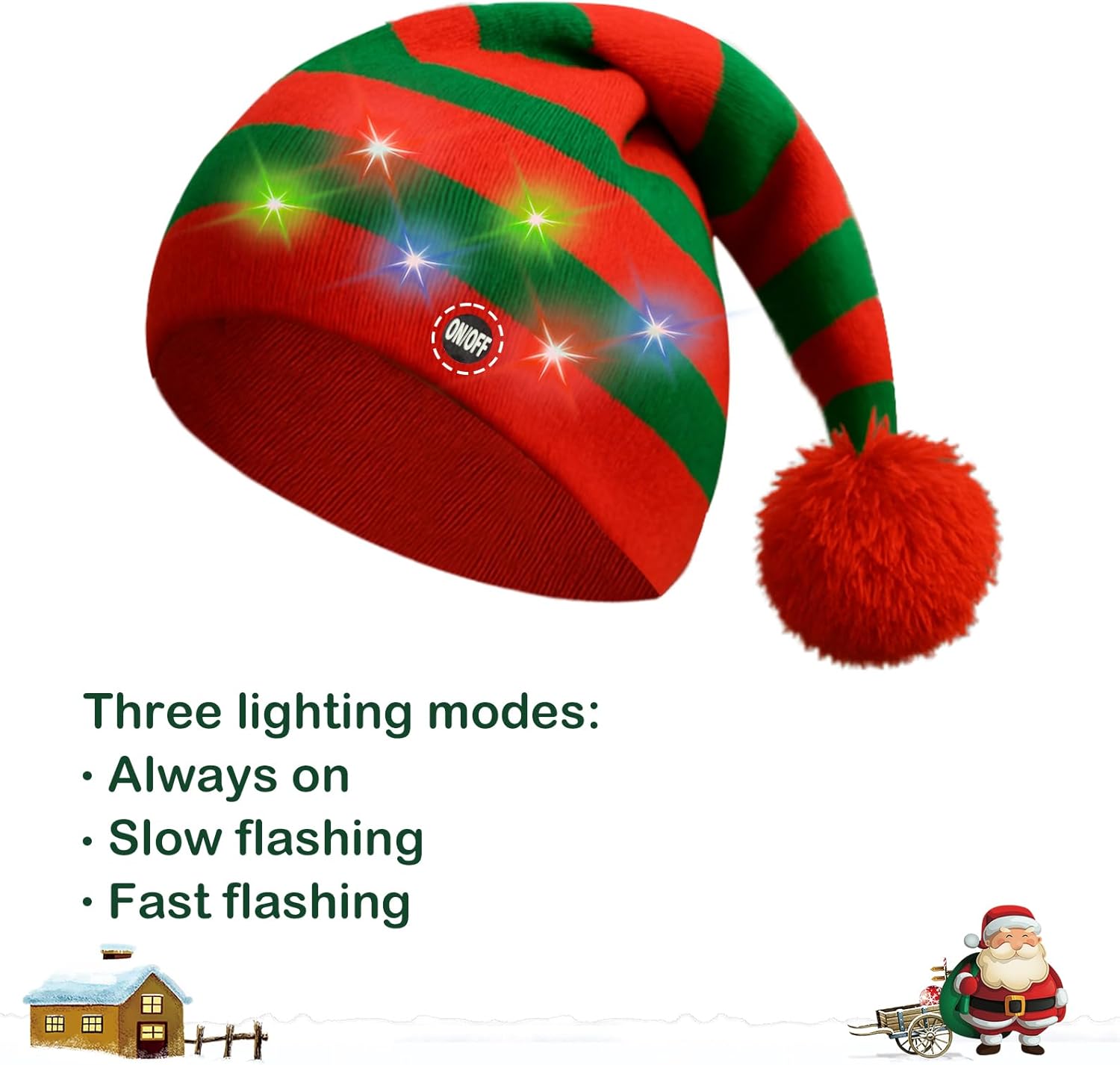Christmas Light Up Beanie Funny Warm Winter Hats, for Adults Women Men Teens - Image 3