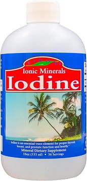 Eidon Ionic Minerals Potassium Iodide Supplement - Liquid Iodine Drops, Supports Energy Levels and Thyroid Health, Bioavailable, No Additives or Preservatives - Potassium Iodide Drops, 18 oz