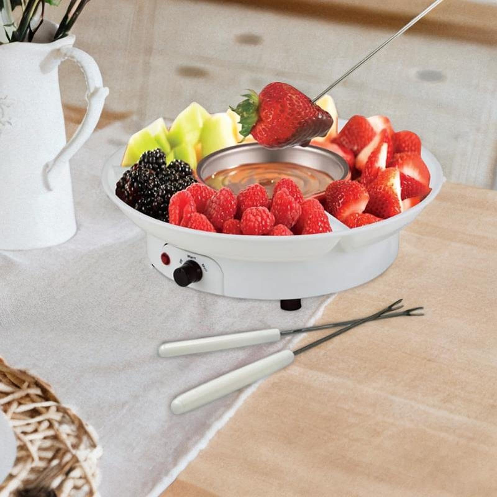 F Fityle Juego de Fondue de Fondue electrodomésticos de Cocina EU EU fácil para Servir a Chocolate Melting Melting Fruits Fruits, Blanco