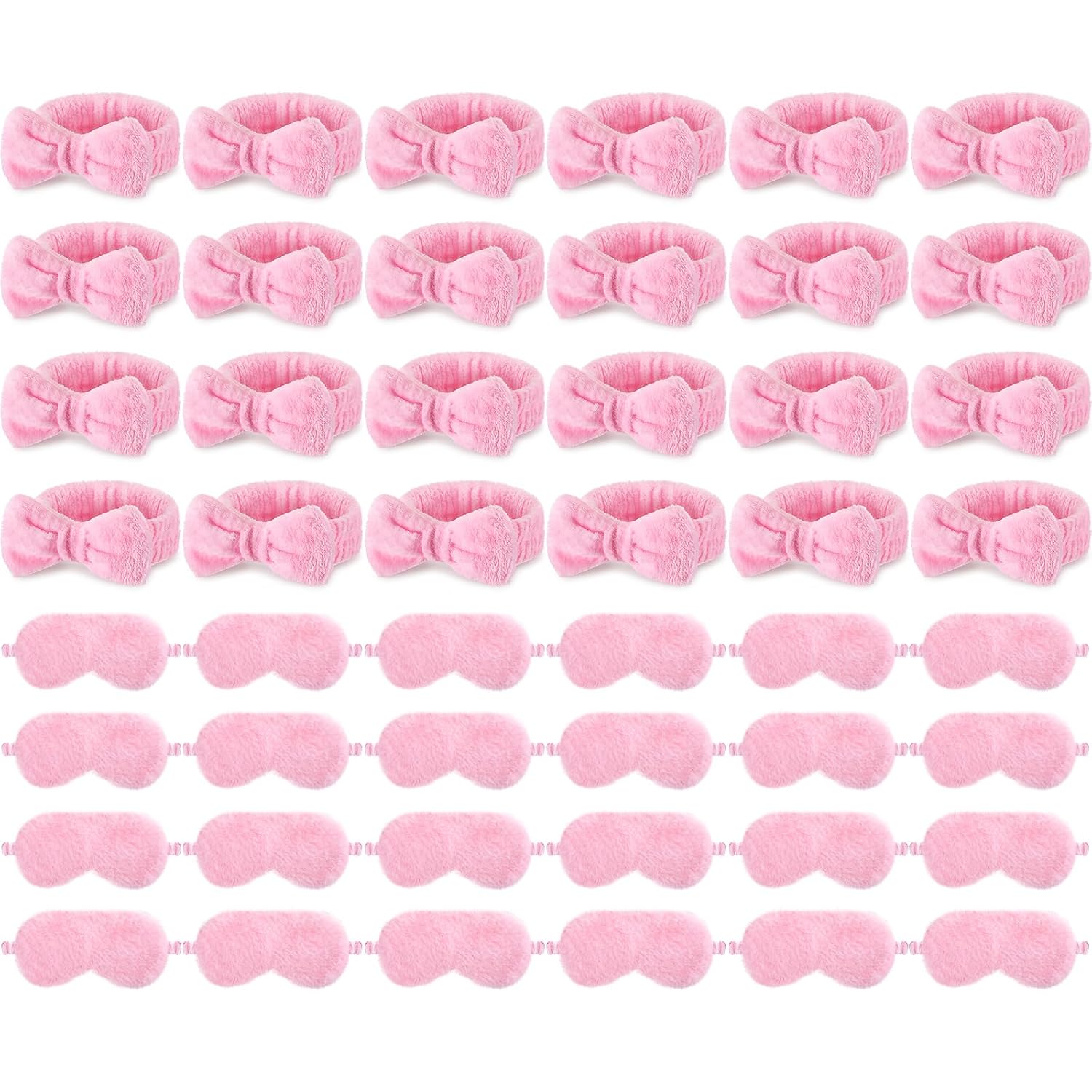 Maiteenly 48 Pieces Spa Sleepover Party Favors Supplies Include Spa Headband Sleep Eye Mask Bulk for Women Adult Slumber Wedding Birthday Bachelorette Party Supplies (Pink)