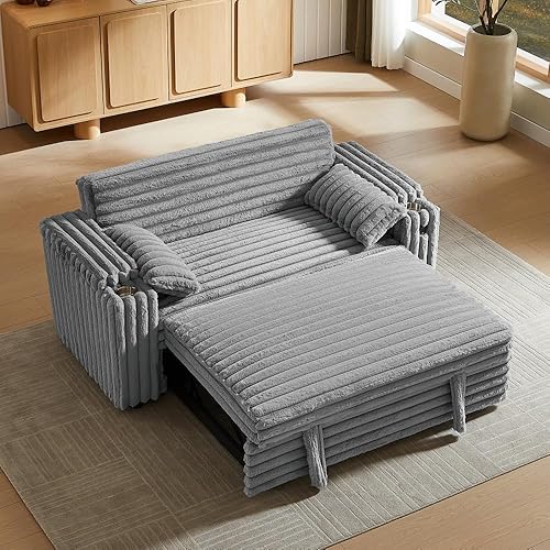 Miniatura 157 de sofá cama de terciopelo de 58 pulgadas, convertible 3 en 1 con bolsa de almacenamiento y respaldo ajustable, perfecto para espacios pequeños, sala 7