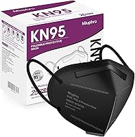 Miuphro KN95 Face Masks 25 Pack, 5-Ply Breathable Disposable Respirators Against PM2.5 for Men & Women, Black