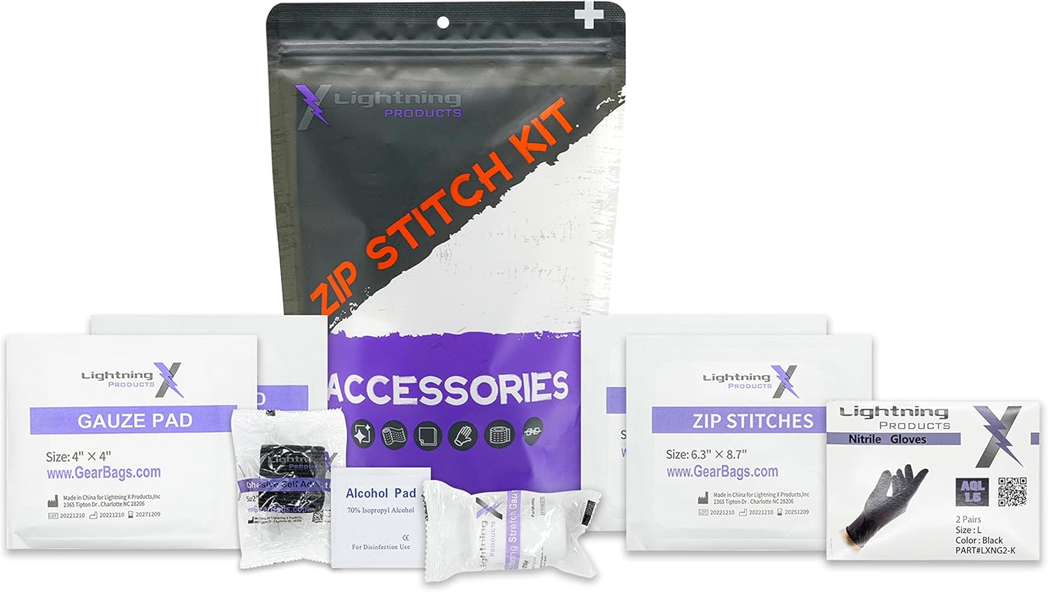 Lightning X MED POD 6pc Zip Stitch Kit, SutureFree