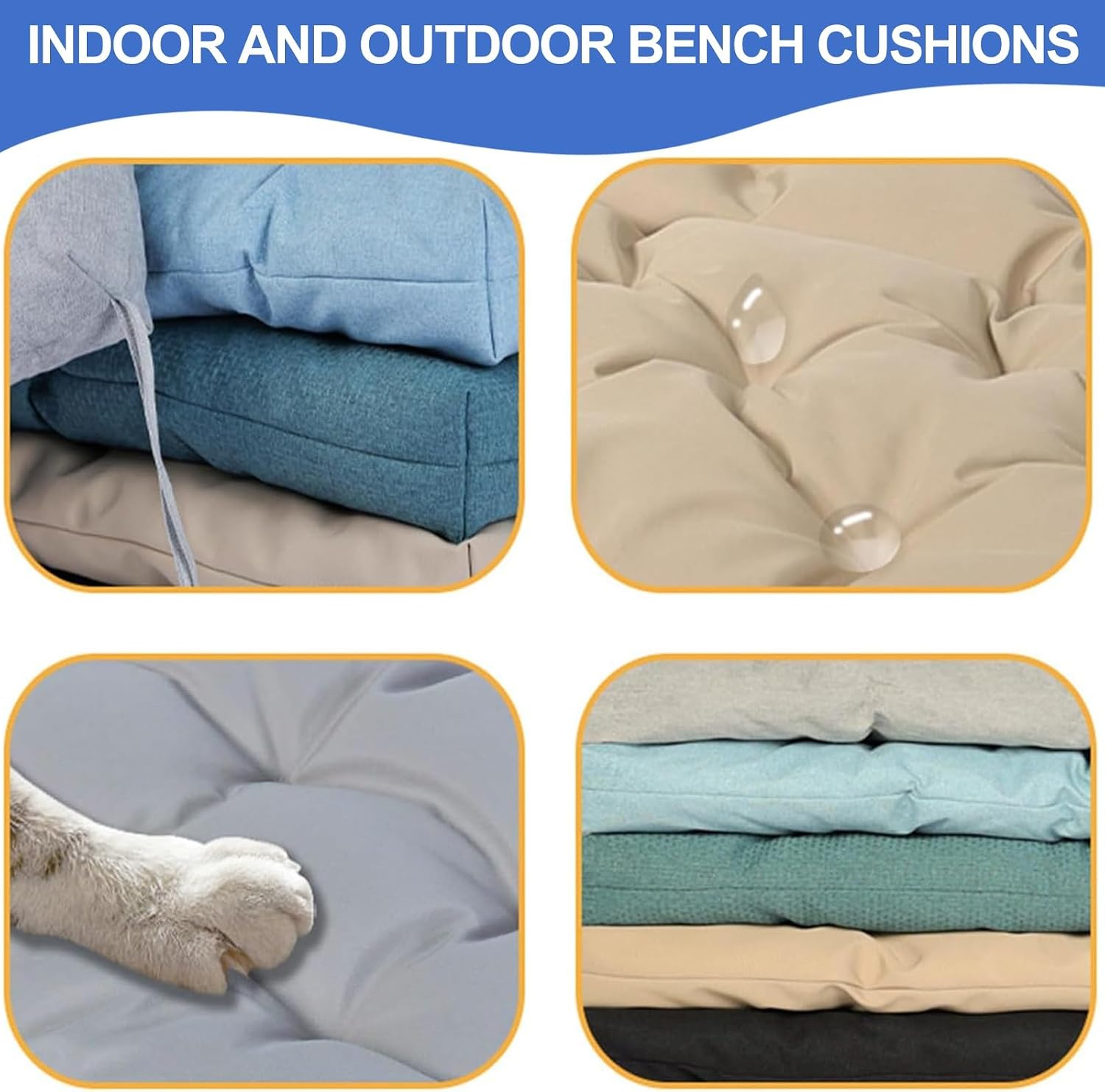 Waterproof Bench Cushion – Indoor/Outdoor Non-Slip Seat Pad 48/40/50/24/28 x 16/18/20 inch – Fits Bay Windows, Patio Furniture, Porch Swings & Long Chairs (2/3/4 Seater)(Light Green,51x22in)
