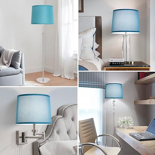 Miniatura 7 de Juego de 2 pantallas de lámpara azules para lámparas de mesa, lámparas de pie, 11.6 pulgadas superior x 12.6 pulgadas inferior x 9.8 pulgadas de