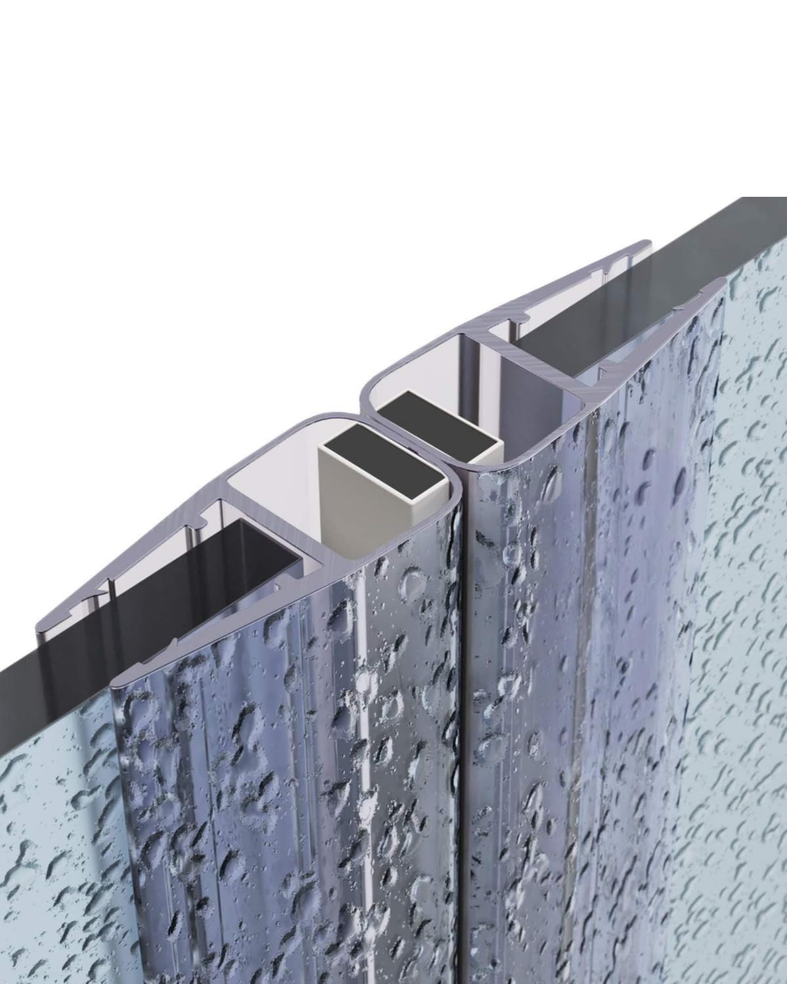 Gedotec Junta magnética de labio de ducha impermeable para puertas de ducha – 1 par de juntas magnéticas 180° sin tope – Junta magnética de ducha PVC Longitud: 2 m – Junta de ducha 6 mm – 8 mm