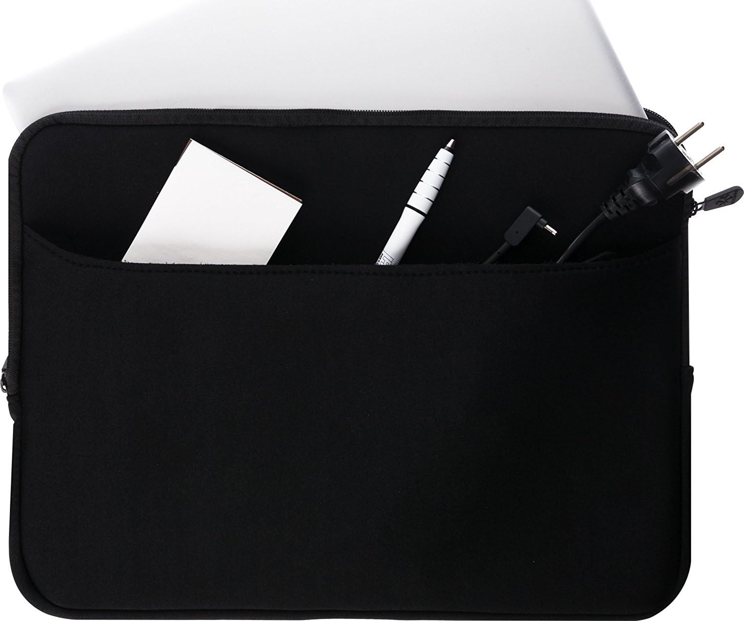 honju DarkRoom Neoprene Sleeve for Microsoft Surface Book/Surface Book 2 / Surface Laptop - Black [Large Outer Pocket | Zip | Soft Inner Lining ] - 88031