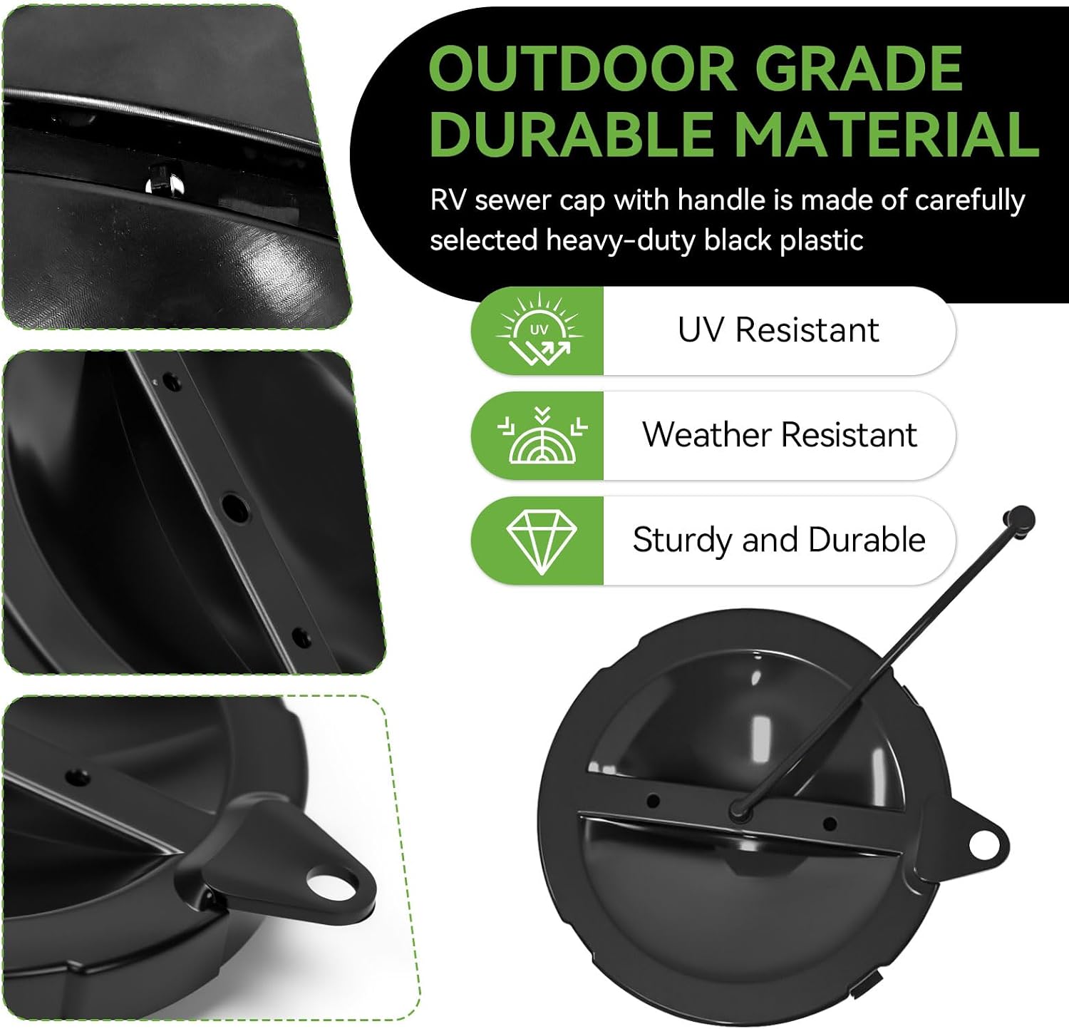 A040338BK Cap/Strap for Hose Carriers Compatible with Valterra, RV Sewer Hose Storage Cap, Use for Valterra Camper Sewer Hose Carrier, Black