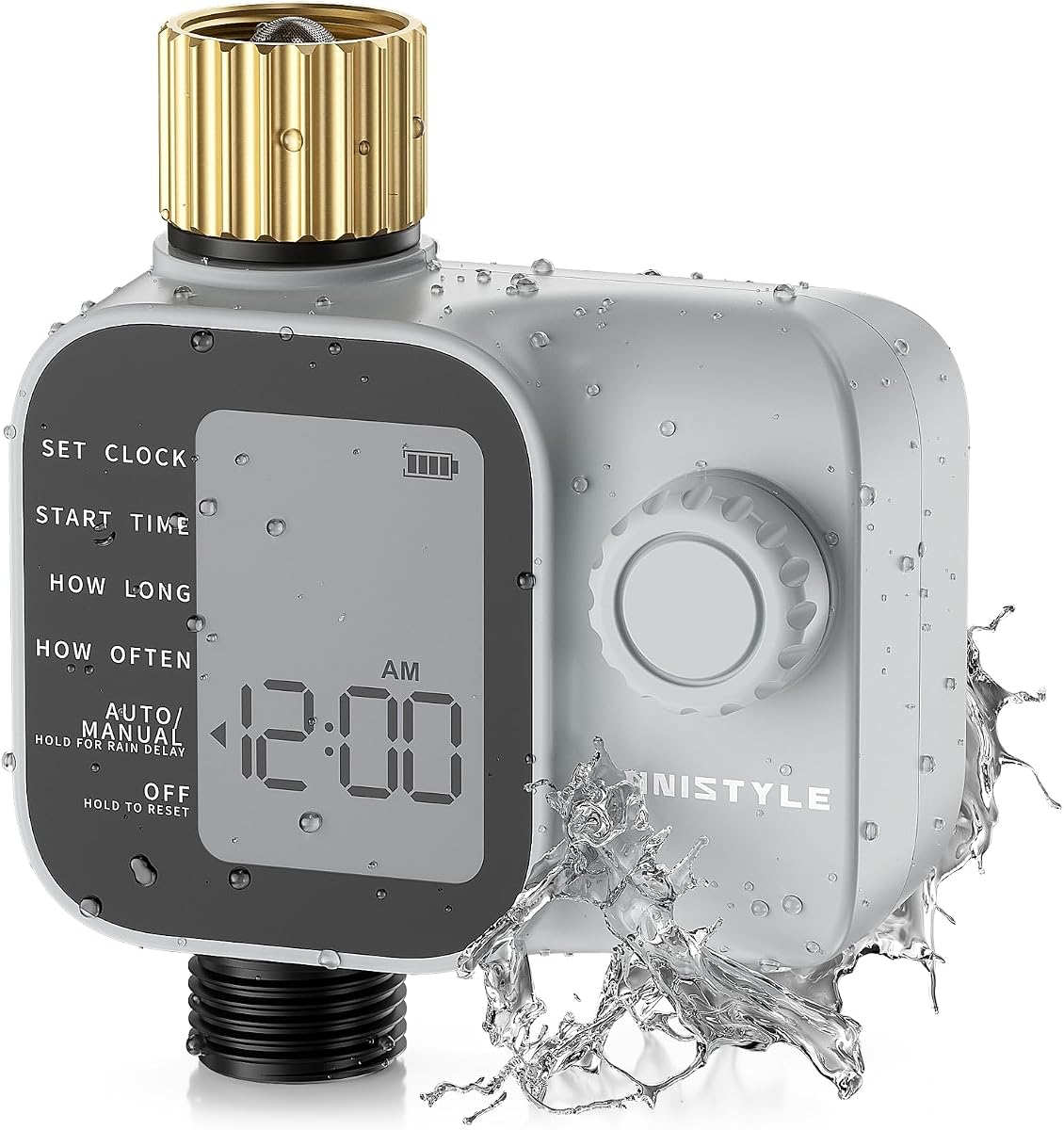 [All-New 2027] Sprinkler Timer with Brass Inlet, Unistyle Programmable Water Timer for Garden Hose, IP55 Waterproof Hose Timers with Manual and Automatic Irrigation Timers Yard Lawn Patio Heavy Duty