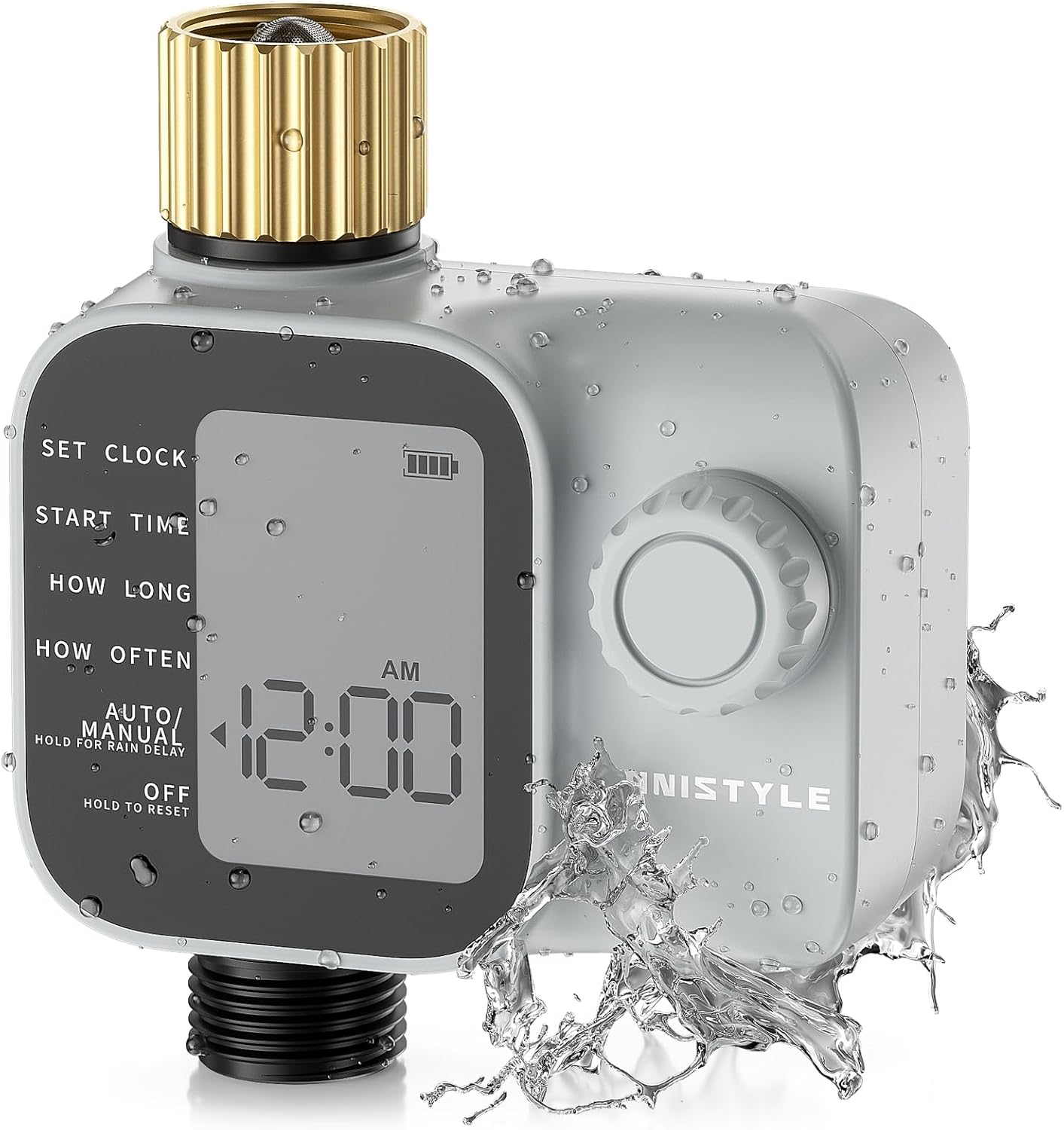 [All-New 2027] Sprinkler Timer with Brass Inlet, Unistyle Programmable Water Timer for Garden Hose, IP55 Waterproof Hose Timers with Manual and Automatic Irrigation Timers Yard Lawn Patio Heavy Duty