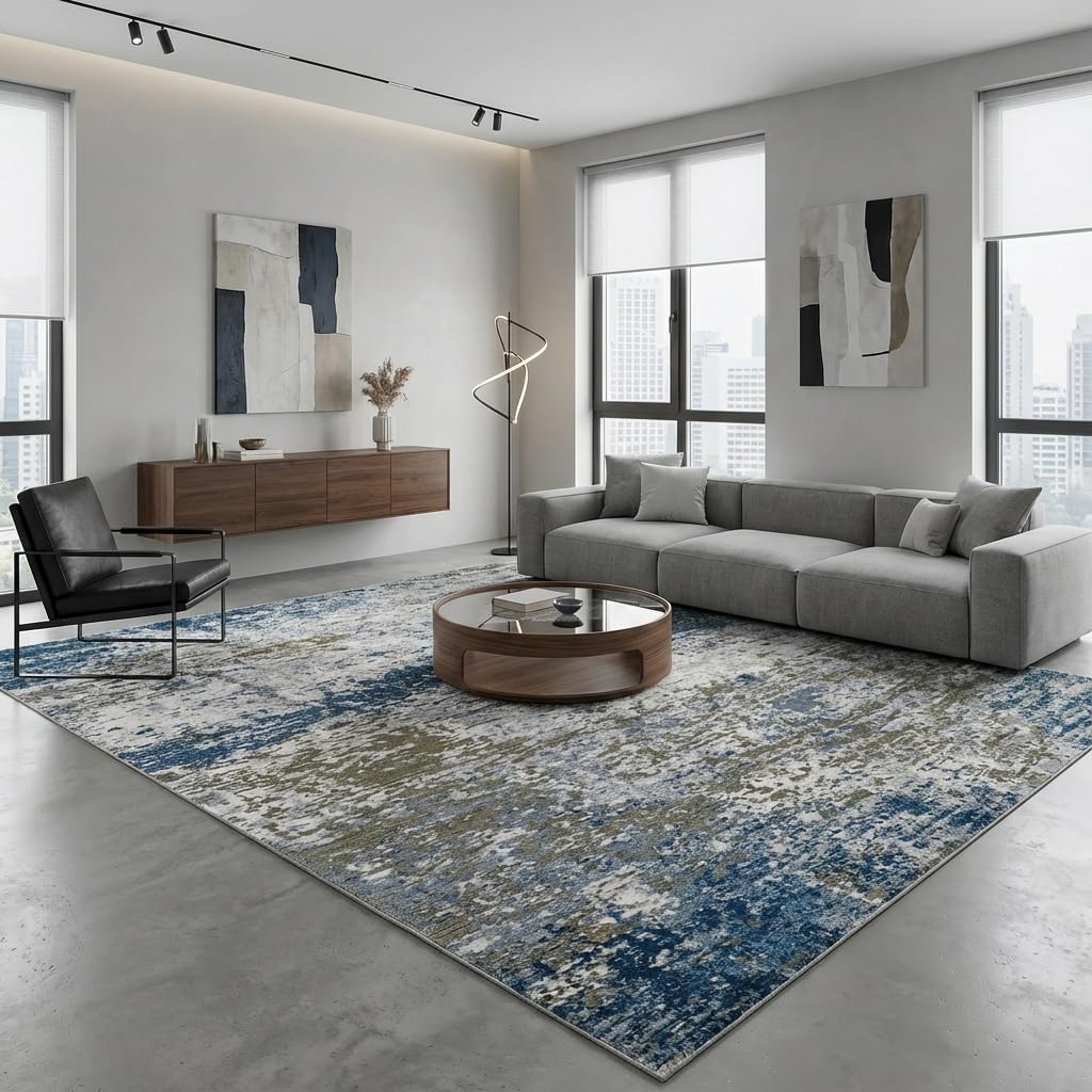 CAROMIO Abstrakte Teppiche Schlafzimmer, Teppich Wohnzimmer Waschbarer, Modernes Design,Kurzflor Teppich für Esszimmer Büro Bereich Dekor
