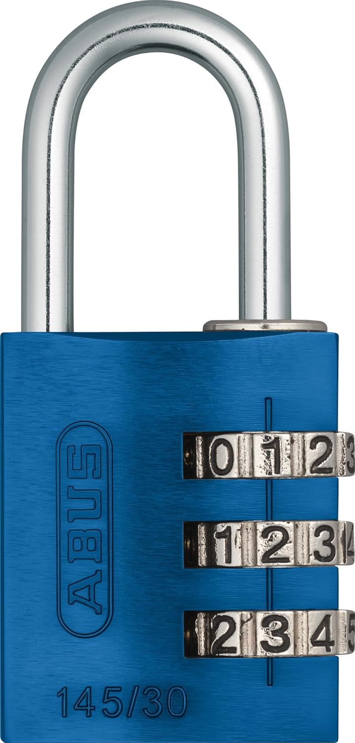 ABUS 145/30 Non-TSA Combination Lock for Hard Cases, Luggage, Resettable, Blue