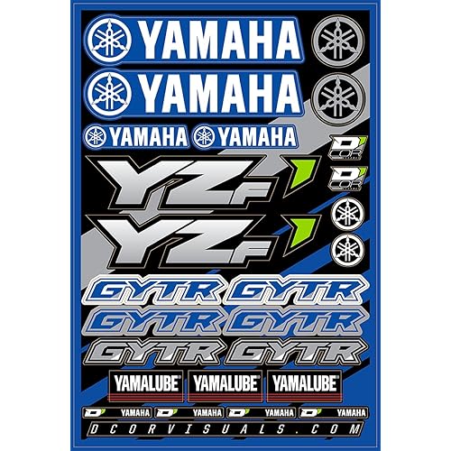 D'cor Visuals Compatible with Yamaha YZF Decal Sheet – 12 Mil Vinyl Graphics Kit, for Dirt Bike & Motocross – MX Racing Stickers & Emblems Pack, 19”x12”