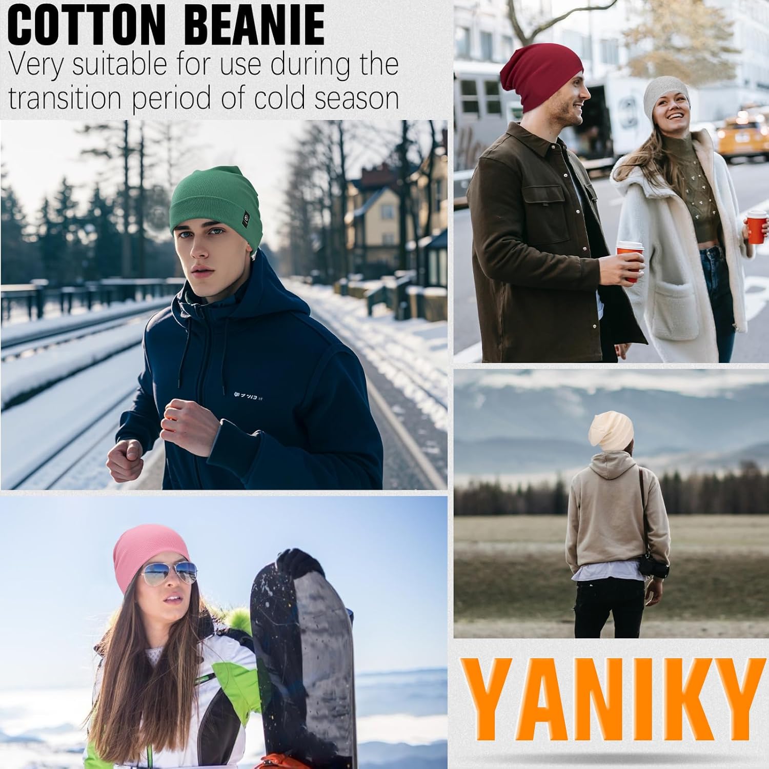 Slouchy Beanie for Women, Mens Soft Cotton Beanie Hat, Double Layer Windproof Skull Cap for All Seasons - Image 7