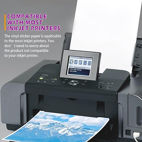 Miniatura 5 de Papel adhesivo de vinilo imprimible de alta calidad para impresora de inyección de tinta y láser, 100% transparente, 30 hojas autoadhesivas