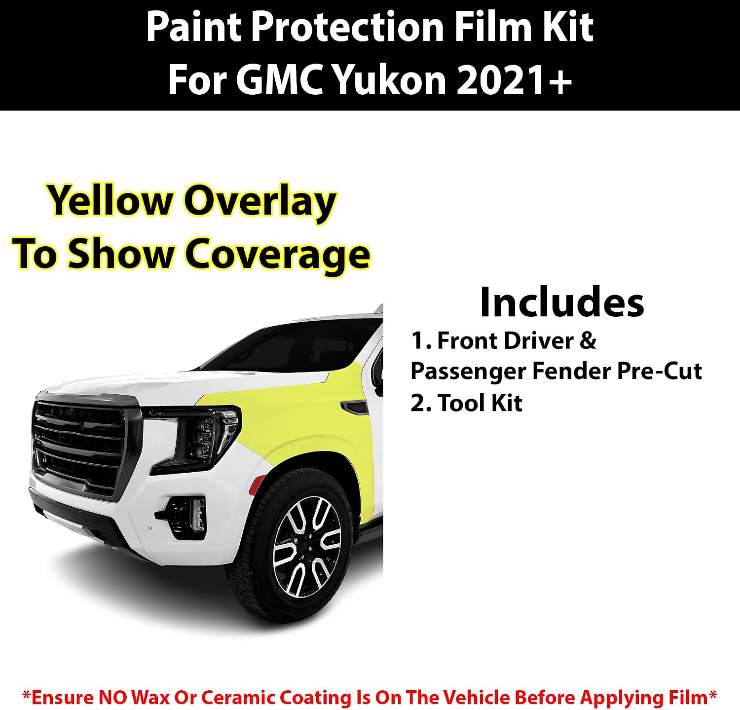 BOGAR TECH DESIGNS for GMC Yukon AT4 2021+ Front Sides Paint Protection PPF Film Kit Cover, Clear Bra