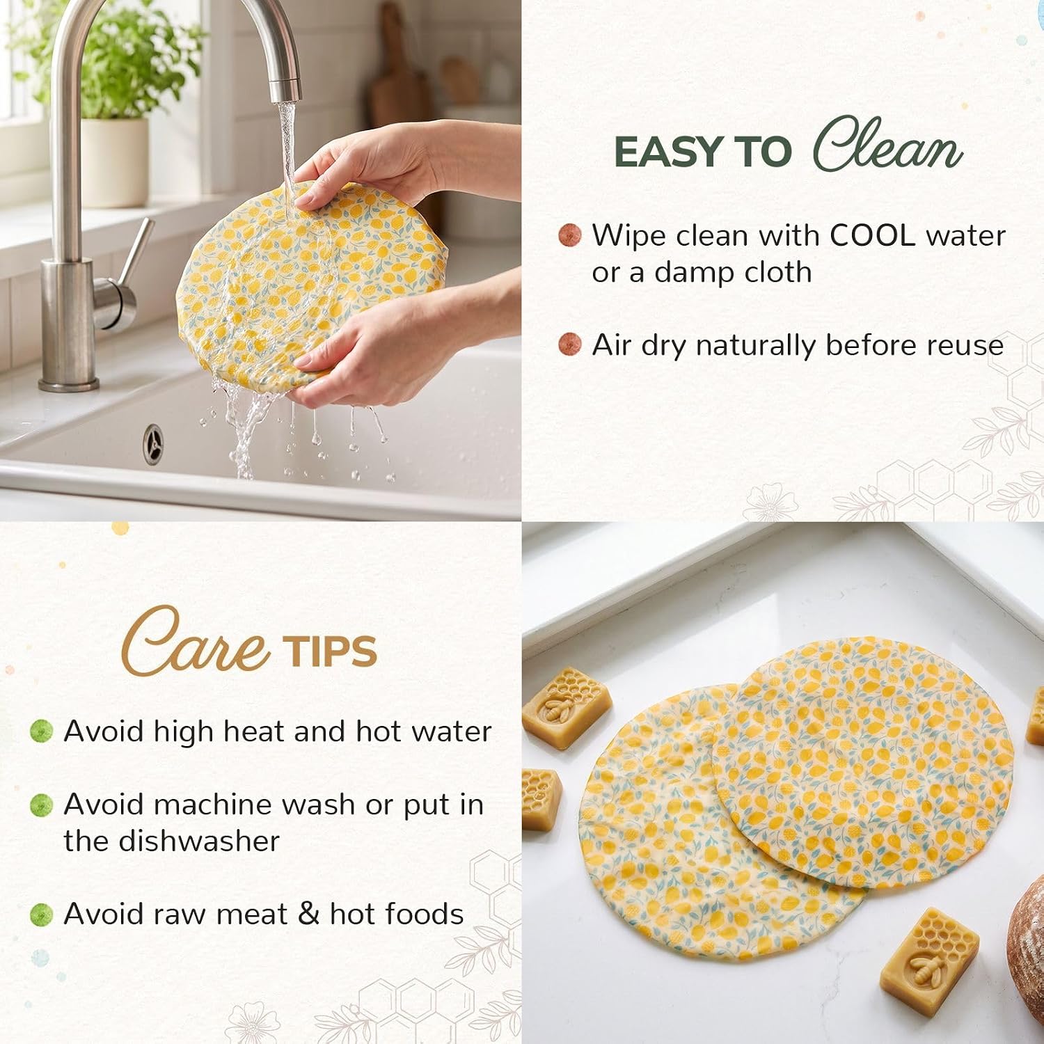Reusable Beeswax Bowl Covers for Sourdough Bread Proofing, 10 Inch 2 Pack image 4