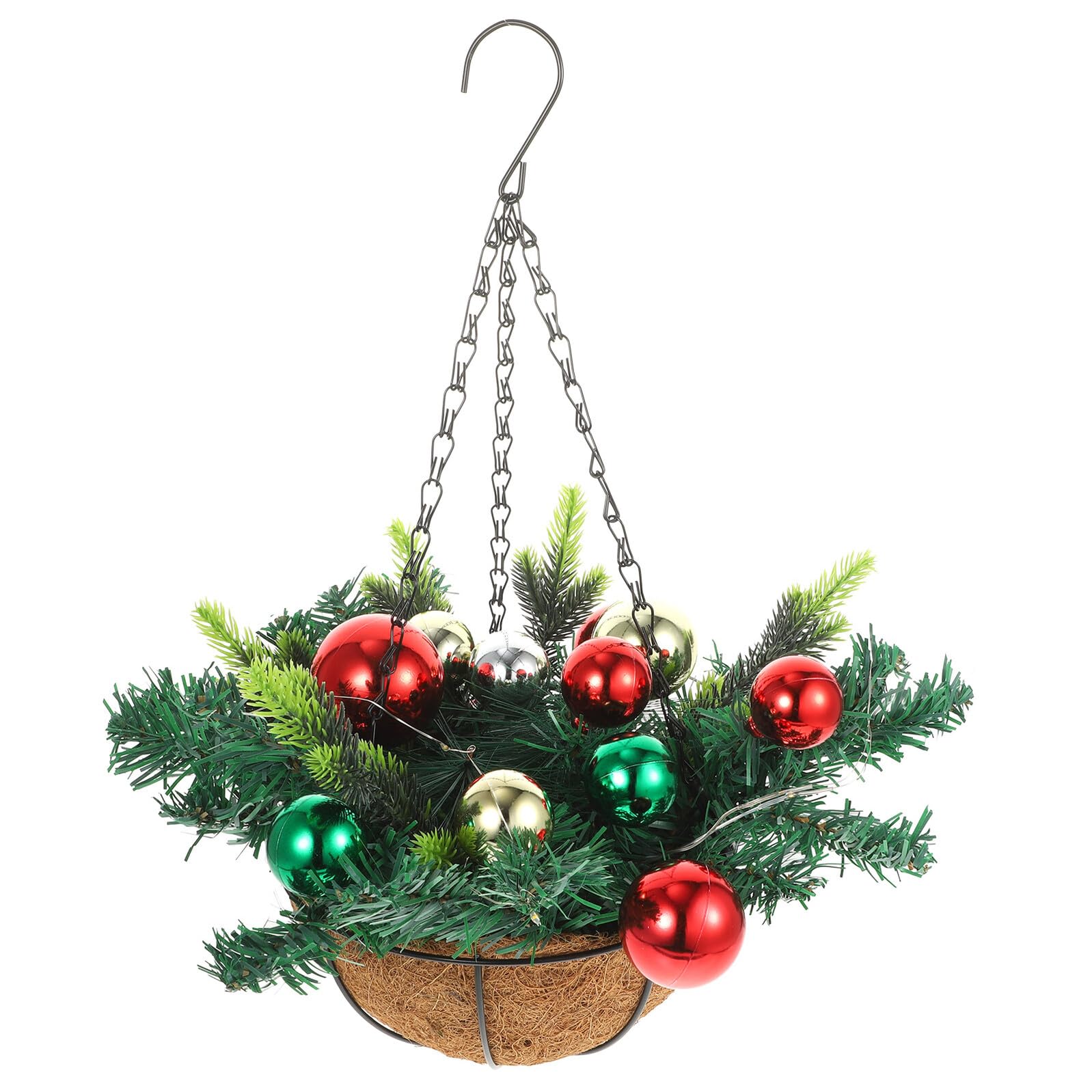 Panier de fleurs de Noël contre le gel : suspension lumineuse extérieure